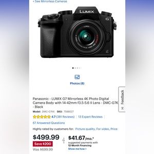 Brand New Panasonic LUMIX G7 mirrorless 4K
